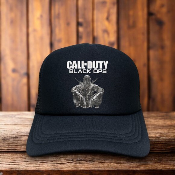 Call Of Duty Black Ops Mens Trucker Hat Black Y2k First Person Shooter Game - Picture 1 of 4